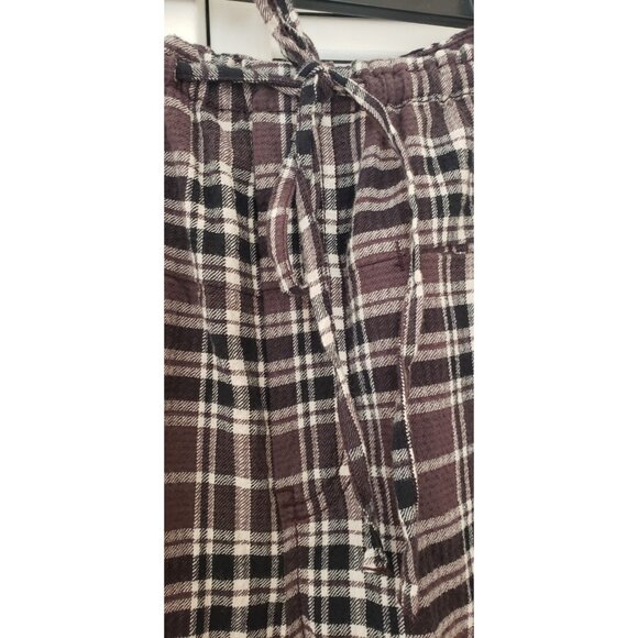 NEW FREE PEOPLE HUDSON CANYON CHARCOAL COMBO SLOUCHY PLAID COTTON PANTS MEDIUM - Picture 7 of 12